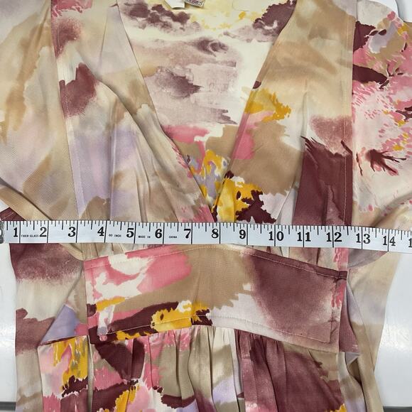 Vintage Maxi Dress Size 11 Small Abstract Print Flutter Sleeves Boho 60s 70s - Picture 6 of 9